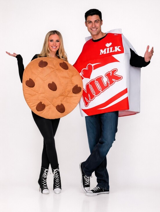 Spirit Other - NWT Milk & Cookie Couples Costume | Funny Food Halloween Outfit | Adult One Size